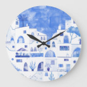 Santorini Waterverf Townscape Grote Klok (Voorkant)