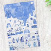 Santorini Waterverf Townscape Theedoek
