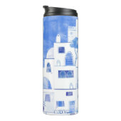 Santorini Waterverf Townscape Thermosbeker (Geroteerd rechts)