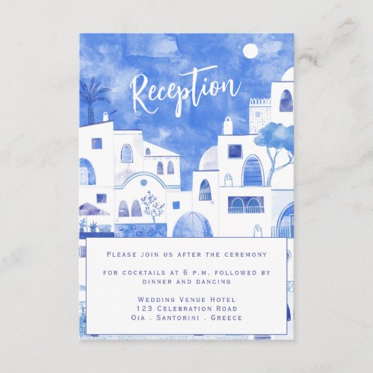 Santorini Wedding Reception Informatiekaartje (Voorkant)