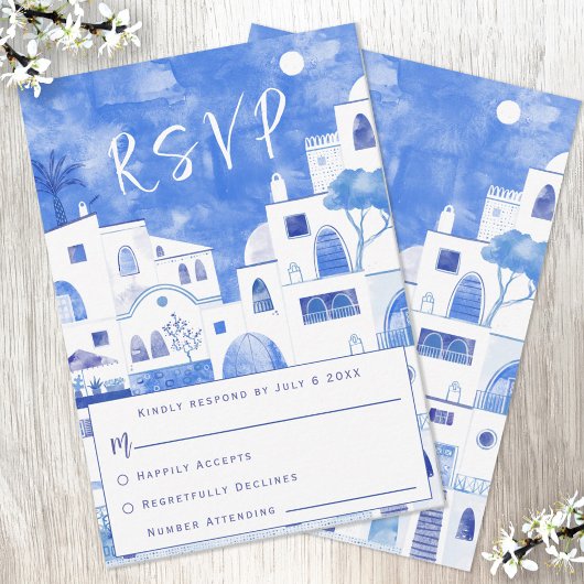 Santorini Wedding RSVP Kaartje