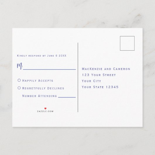Santorini Wedding RSVP Uitnodiging Briefkaart (Achterkant)