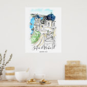 Santorini Wedding, Verloving, Voorstel Poster (Keuken)