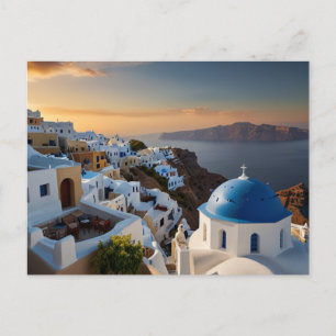 Santorini Zonsondergang Bliss Briefkaart