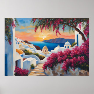 Santorini Zonsondergang Bliss Poster