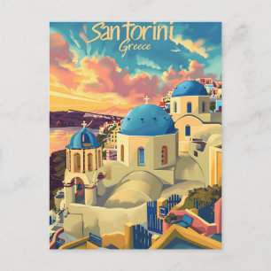 Santorini zonsondergang briefkaart