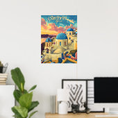 Santorini zonsondergang poster (Thuiskantoor)