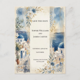 Santorini Zonsondergang Save The Date Ansichtkaart Briefkaart