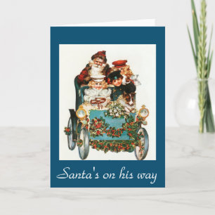 Sant's Got A New Ride Vintage Christmas Kaart