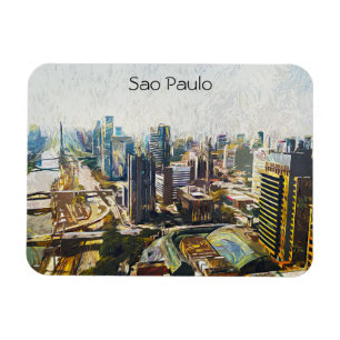 Sao Paulo Brazilië Cityscape Schilderij Magneet