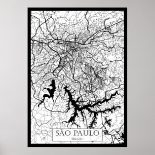 São Paulo Brazilië Kaart Poster