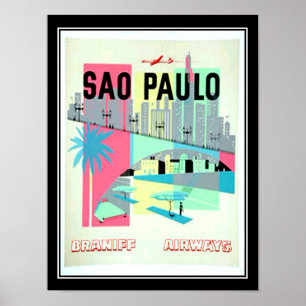 Sao Paulo Brazilië Reis Vintage poster