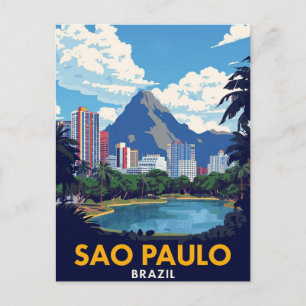 Sao Paulo Brazilië Stadsgezicht Park Meer Briefkaart