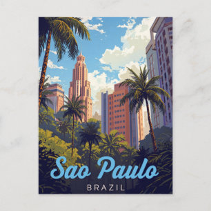 São Paulo Brazilië Tropische Skyline Briefkaart