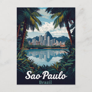São Paulo Brazilië Tropische Stadssilhouet Briefkaart