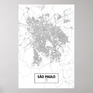 Sao Paulo, Brazilië (zwart op wit) Poster