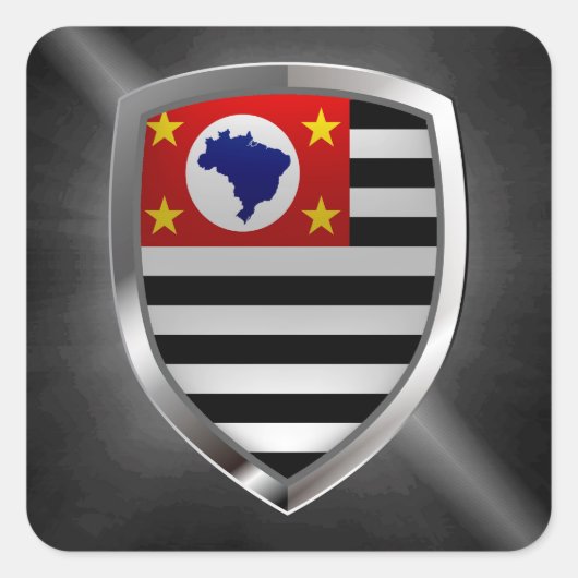 São Paulo Mettalic Emblem Vierkante Sticker (Voorkant)