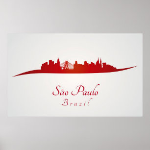 Sao Paulo skyline in rood Poster