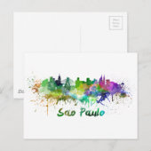 Sao Paulo skyline in waterverf Briefkaart (Voorkant / Achterkant)