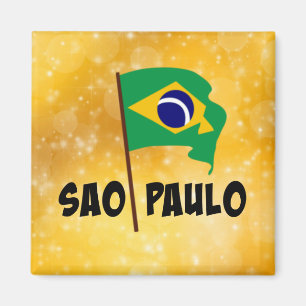 Sao Paulo, vlag van Brazilië Magneet