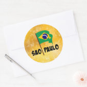 Sao Paulo, Vlag van Brazilië Ronde Sticker (Envelop)