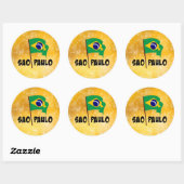 Sao Paulo, Vlag van Brazilië Ronde Sticker (Vel)