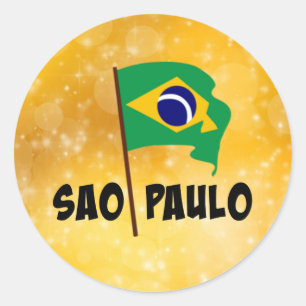 Sao Paulo, vlag van Brazilië Ronde Sticker