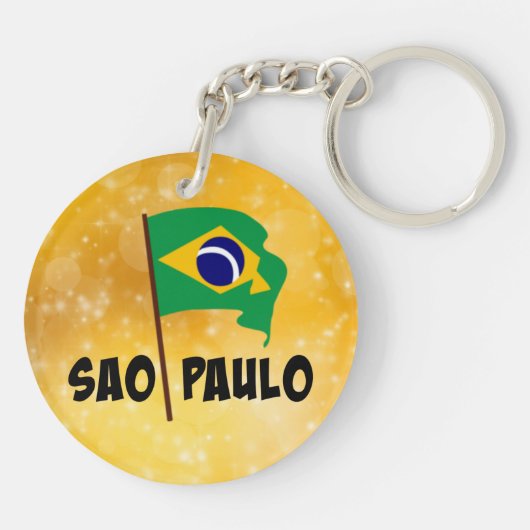 Sao Paulo, vlag van Brazilië Sleutelhanger (Achterkant)