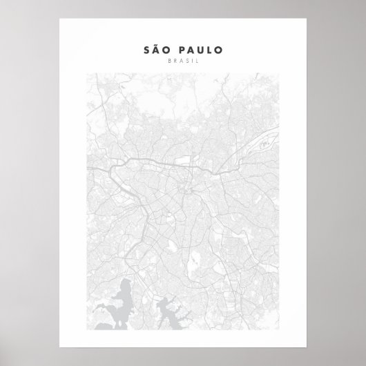 Sao Paulo White City Map Poster (Voorkant)