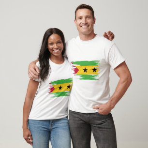 Sao Tomé en Principe Flag Brush Art T-shirt