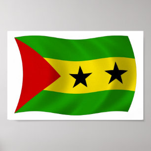 Sao Tome en Principe Vlag Poster Print