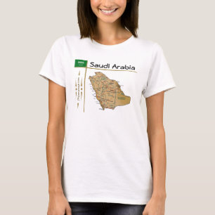 Saoedi-Arabië Kaart + vlag + titel T-shirt