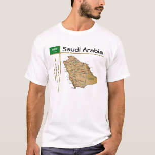 Saoedi-Arabië Kaart + vlag + titel T-shirt