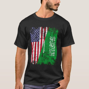 Saoedi-Arabië Roots Half Amerikaanse vlag Saoedi-A T-shirt