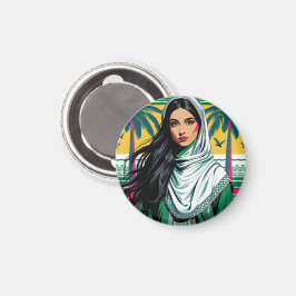 Saoedische Pop Queen - Bold Heritage Art voor Nati Magneet