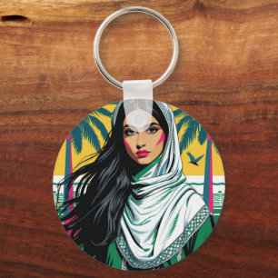 Saoedische Pop Queen - Bold Heritage Art voor Nati Sleutelhanger