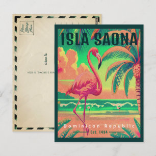 Saona Island DR Retro Flamingos Souvenir jaren 50 Briefkaart