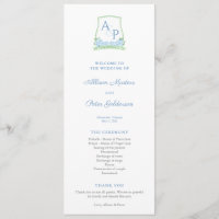 Sap Green Blue Hydrangea Monogram Programme de mar