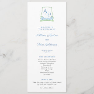 Sap Green Blue Hydrangea Monogram Programme de mar