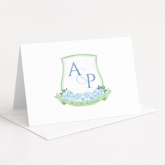 Sap Groen Blauw Hydrangea Botanische Bruiloft Cres Bedankkaart