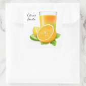 Sap van citrusvruchten vierkante sticker (Tas)