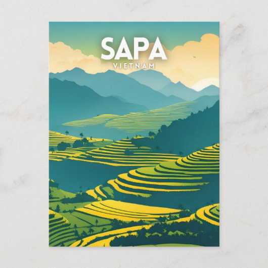 Sapa Vietnamese illustratie Poster Briefkaart (Voorkant)
