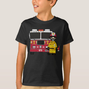 Sapeur-pompier et T-shirt de pompe à incendie