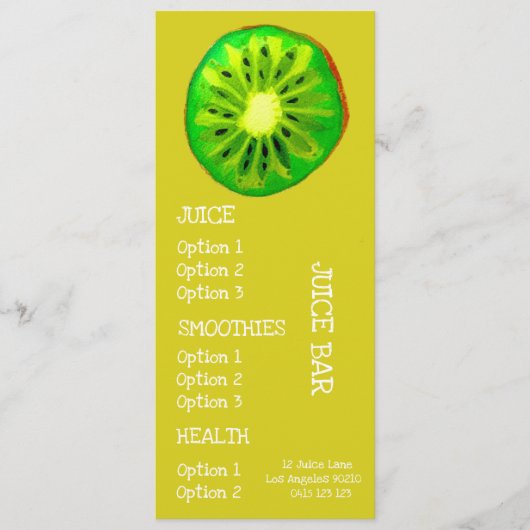 Sapgezondheidsdranken Kiwi-fruitmenu Menu (Voorkant)