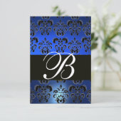 SAPHIRE BLANC BLEU DAMASK MONOGRAM RSVP (Debout devant)