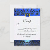 SAPHIRE BLANC BLEU DAMASK MONOGRAM RSVP (Dos)