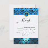SAPHIRE BLANC BLEU DAMASK MONOGRAM RSVP (Dos)