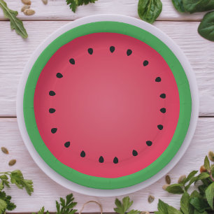 Sapige Watermeloen Schijf Grappige Foodie Papieren Bordje