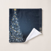 Sapin de Noël bleu, Flocons de neige (Gant de toilette)
