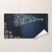 Sapin de Noël bleu, Flocons de neige (Serviette à main)